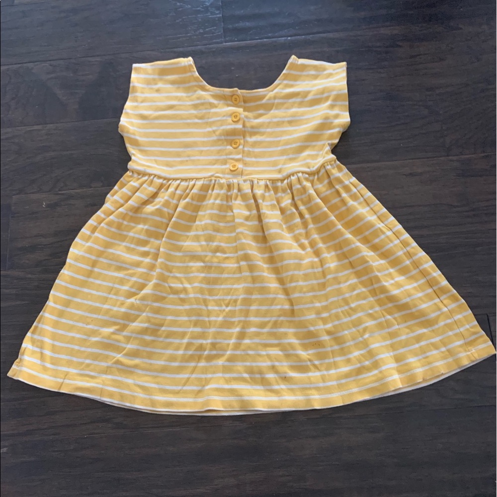 Hanna Andersson yellow and white striped dress 110